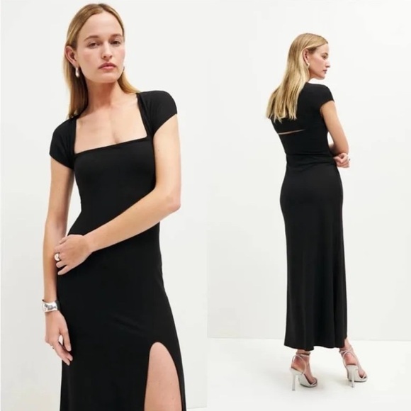 NEW! REFORMATION Harlyn Knit Dress in Black 🖤 size XL NWT! - Picture 1 of 13